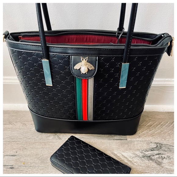 Chic vegan leather tote and wallet bag set - Picture 8 of 12